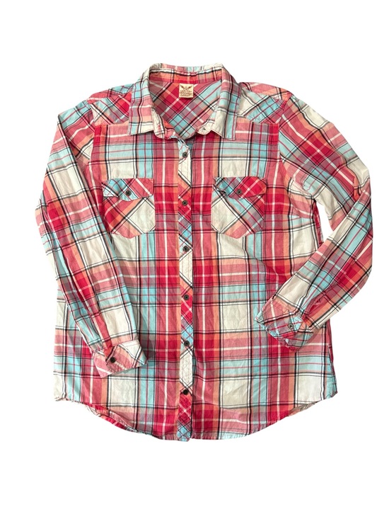 Faded Glory Other - Faded Glory Girls Red Plaid Button-Up Shirt sz 12/14